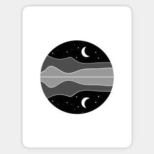 Minimal moonlight river line art Magnet